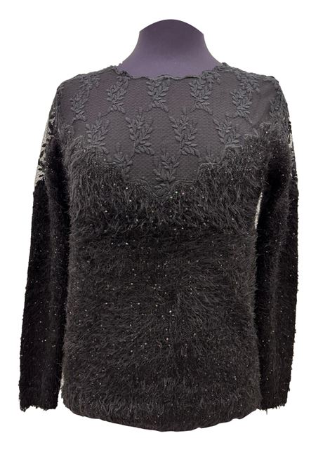 Maglia con  trasperenze e micropaillettes CECILIA BENETTI | Maglie | 92 571NERO